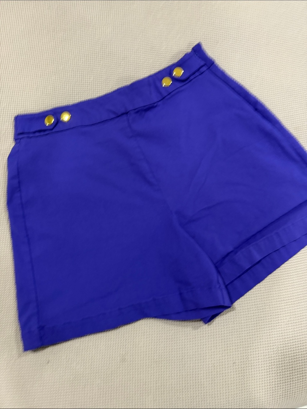 INC International Concepts Cobalt High-Waist Shorts with Gold Buttons